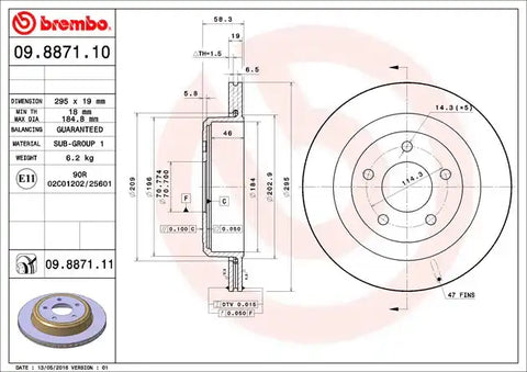 BREMBO 09887111C02 DISC BRAKE ROTOR