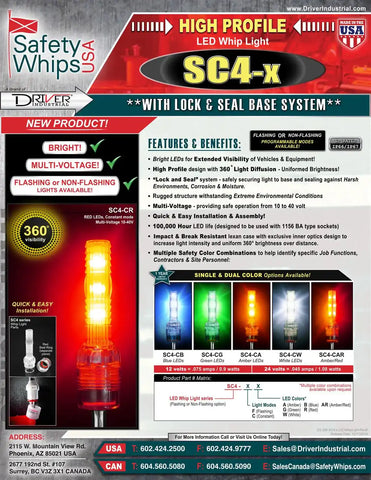 DRIVER IND. SC4-FG BRIGHT FLASHING GREEN LED WHIP LIGH