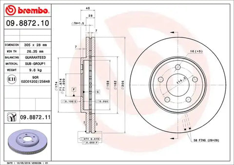 BREMBO 09887211C02 DISC BRAKE ROTOR