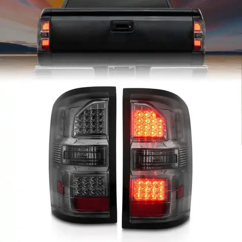 ANZO USA 311398 Tail Light Assembly LED Smoke Lens Black Housing White Set Of 2