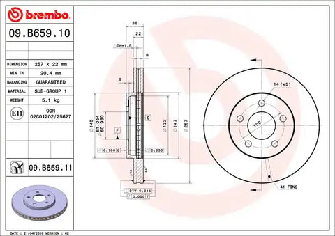 BREMBO 09B65911C02 DISC BRAKE ROTOR