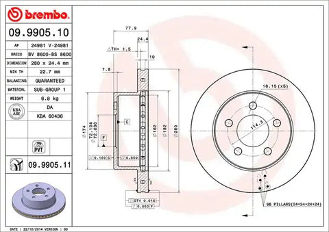 BREMBO 09990511C02 DISC BRAKE ROTOR