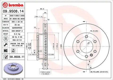 BREMBO 09950811C02 DISC BRAKE ROTOR