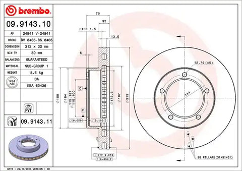 BREMBO 09914311C02 DISC BRAKE ROTOR