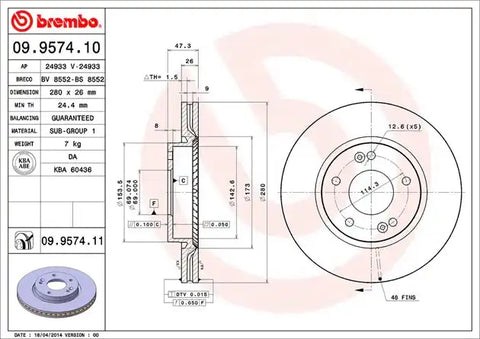 BREMBO 09957411C02 DISC BRAKE ROTOR