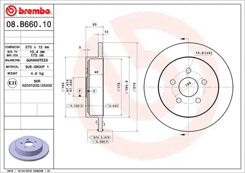 BREMBO 08B66010C02 DISC BRAKE ROTOR
