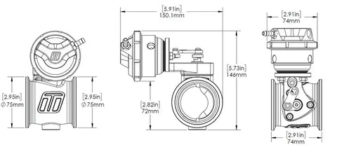 TURBOSMART TS-0565-1762 PSG50 PNEUMATIC STRAIGHT GATE 6PSI