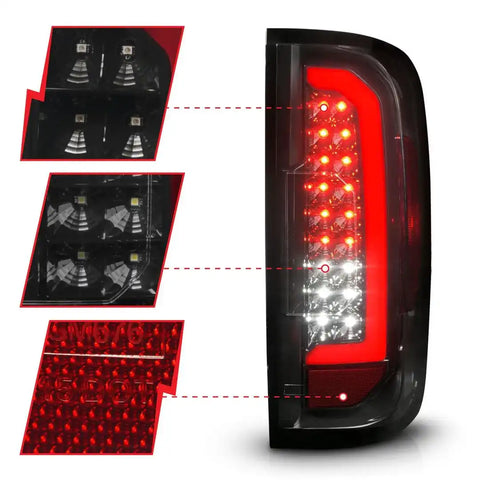 ANZO USA 311435 Tail Light Assembly LED Smoke Lens Black Housing Red/ White Set
