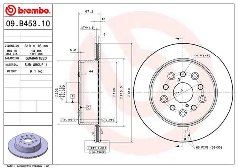 BREMBO 09B45310C02 DISC BRAKE ROTOR