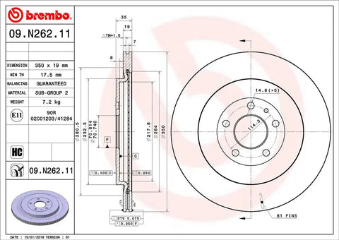 BREMBO 09N26211C02 DISC BRAKE ROTOR