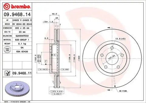 BREMBO 09946811C02 DISC BRAKE ROTOR