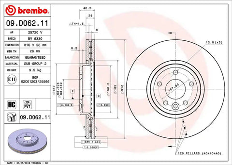 BREMBO 09D06211C02 DISC BRAKE ROTOR
