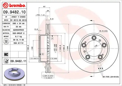 BREMBO 09948211C02 DISC BRAKE ROTOR