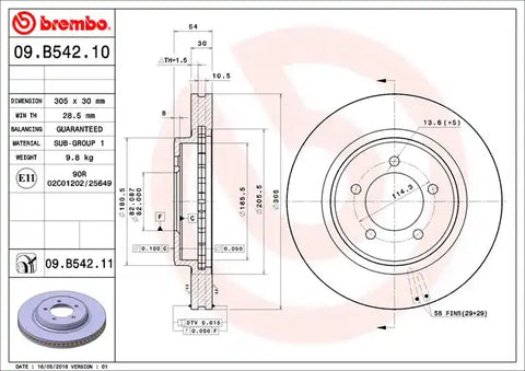 BREMBO 09B54211C02 DISC BRAKE ROTOR