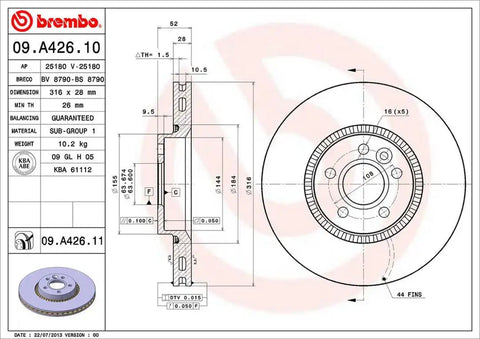 BREMBO 09A42611C02 DISC BRAKE ROTOR
