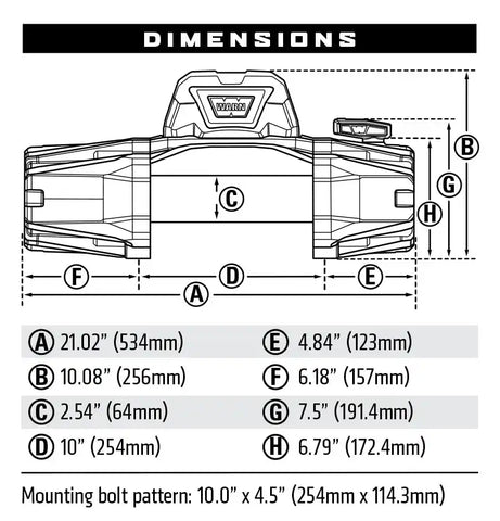 Warn 103253 - Winch 10000 Pound Line Pull Capacity 90 Foot Synthetic Rope