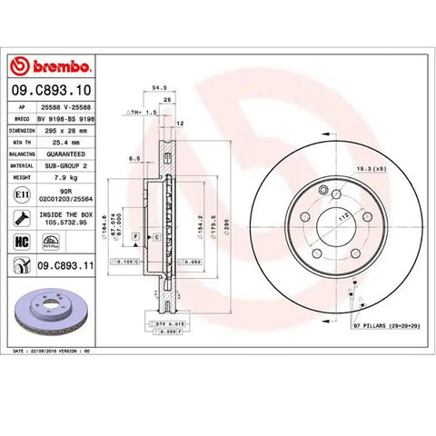 BREMBO 09C89311C02 DISC BRAKE ROTOR