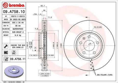 BREMBO 09A75811C02 DISC BRAKE ROTOR