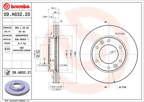 BREMBO 09A63221C02 DISC BRAKE ROTOR