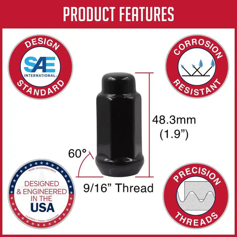 LUG-BLG 1.9 3/4-9/16 BLK