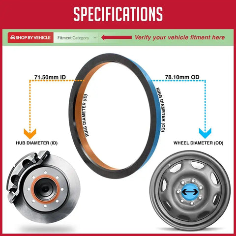HUB RING  78MM OD  4 PACK