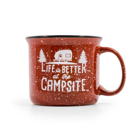 Camco 53235 Cup Life Is Better At The Campsite  Coffee Mug 14 Ounce With Handle