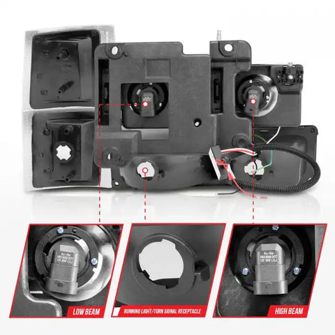 ANZO 111507 CRYSTAL HEADLIGHTS BLACK HOUSING W/
