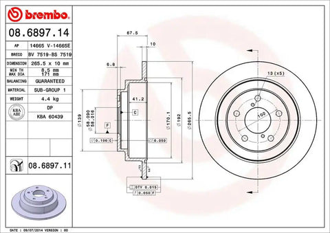 BREMBO 08689711C02 DISC BRAKE ROTOR