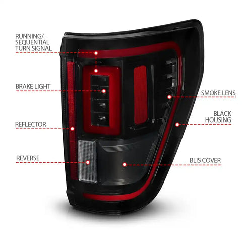 ANZO USA 311474 Tail Light Assembly LED Smoke Lens Black Housing Red Brake Light/