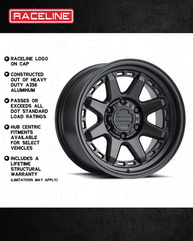 RACELINE 947B-21050-19 SCOUT SATIN BLACK 20X10 5X127 -19M