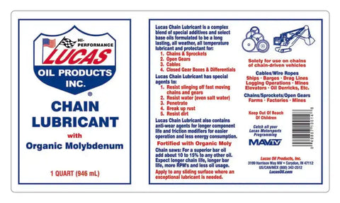LUCAS OIL 10014 CHAIN LUBRICANT/12X1/QUAR
