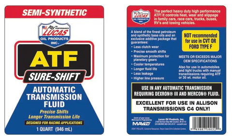 LUCAS OIL 10052 SEMI-SYN ATF 12/1QTS.