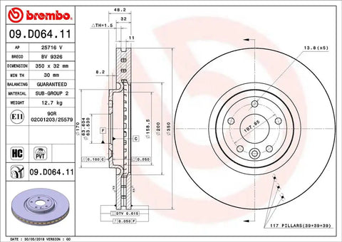 BREMBO 09D06411C02 DISC BRAKE ROTOR