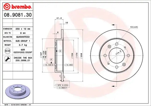 BREMBO 08908130C02 DISC BRAKE ROTOR