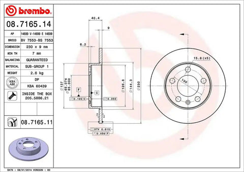 BREMBO 08716511C02 DISC BRAKE ROTOR