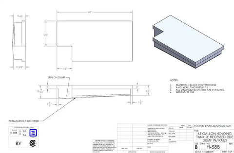C.ROTO MOLDG H-588 HOLDING TANK 65GAL