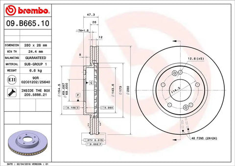 BREMBO 09B66510C02 DISC BRAKE ROTOR