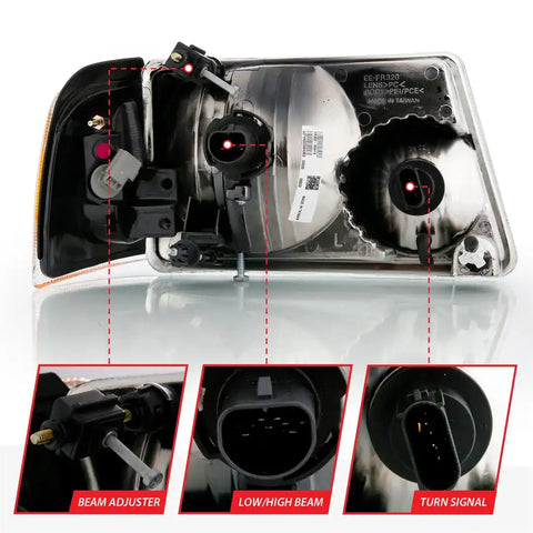 ANZO 111484 CRYSTAL HEADLIGHT SET CLEAR LENS 2001-2011 FORD RANGER SET OF 2