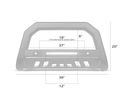 Armordillo 8722107 Bull Bar AR-T Series Powder Coated Matte Black Steel With LED