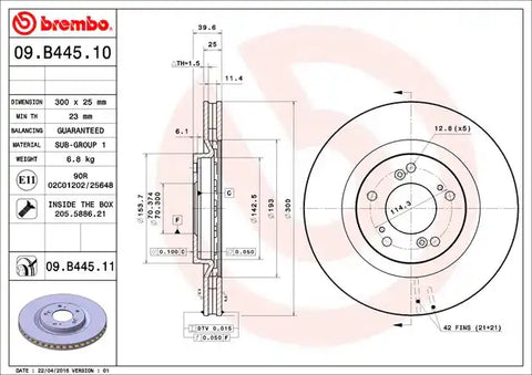 BREMBO 09B44511C02 DISC BRAKE ROTOR
