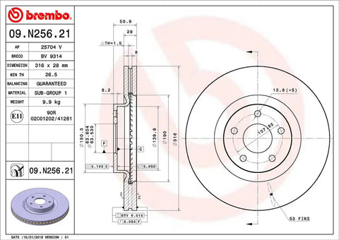 BREMBO 09N25621C02 DISC BRAKE ROTOR