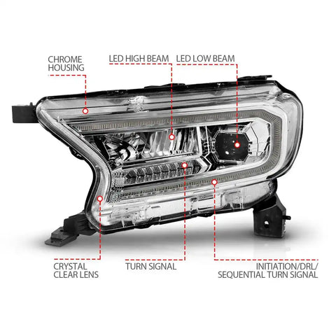 ANZO USA 111614 Headlight Assembly LED Bulb Projector Beam With Initiation/ LED Day