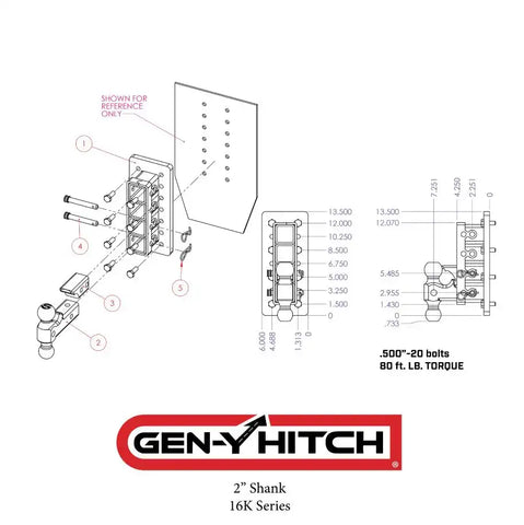 GEN-Y HITCH GH-3024 MEGA-DUTY 2.5' BOLT-ON 9' DROP 3.5K