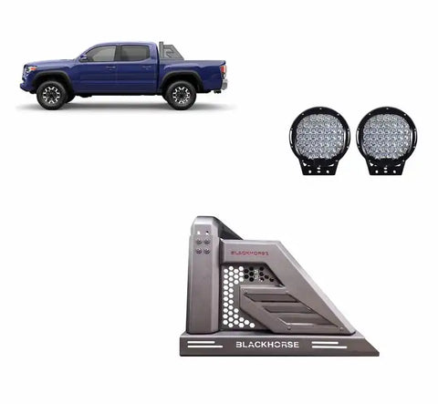 Black Horse Offroad AR2-03B-PL69B Truck Bed Bar Armour II Rugged Style With Remova