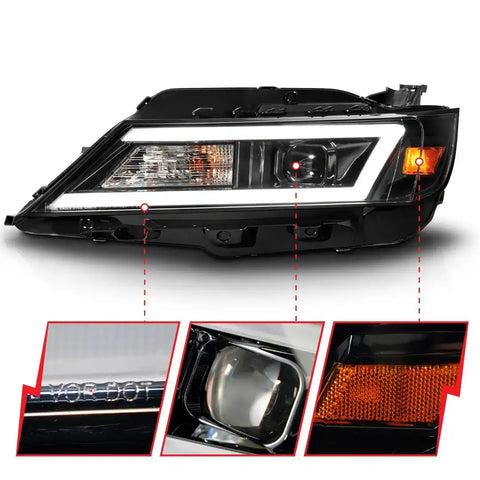 ANZO USA 121574 Headlight Assembly Halogen Bulb Projector Beam With LED Daytime Run