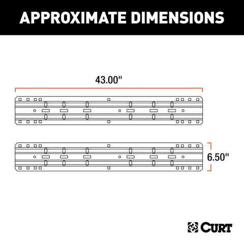 CURT 16104 Industry-Standard 5th Wheel Hitch Rails, Gloss Black, 25,000 Pounds