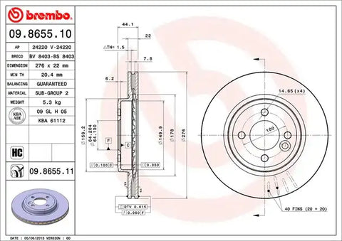BREMBO 09865511C02 DISC BRAKE ROTOR