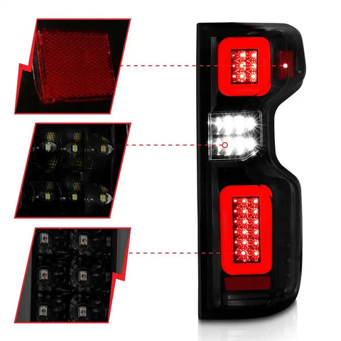 ANZO USA 311415 Tail Light Assembly LED Smoke Lens Black Housing With Light Bar