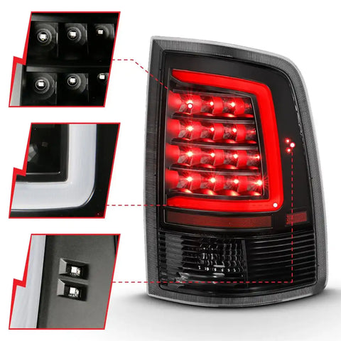 ANZO USA 311318 Tail Light Assembly LED Clear Lens With Red Reflectors Black Housi