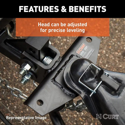 CURT 17050 Round Bar Weight Distribution Hitch with Integrated Lubrication (5-6K)